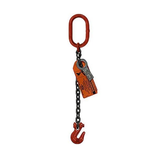 Hsi Sngl Leg Chain Slng, 3/8 in dia, 10ft L, Oblong Link to Grab Hook, 8,800lb Lmt 10SOG3/8-10 - main